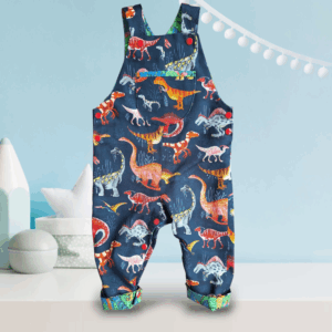 Red dinasaurs Reversible Overalls