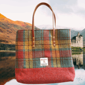Rust check Harris Tweed Tote Bag